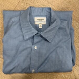 Bonobos Slim Fit Light Blue Micro-Check Dress Shirt